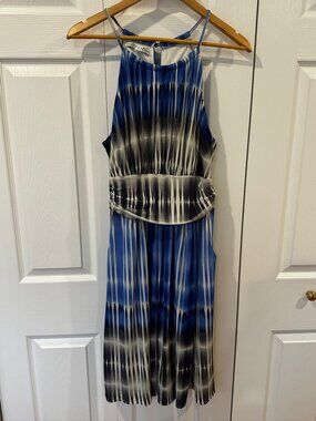 Maggy London Blue Halter Midi Dress | Size 10